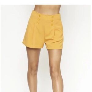 Milk + Honey mustard yellow button pleated shorts  NWT